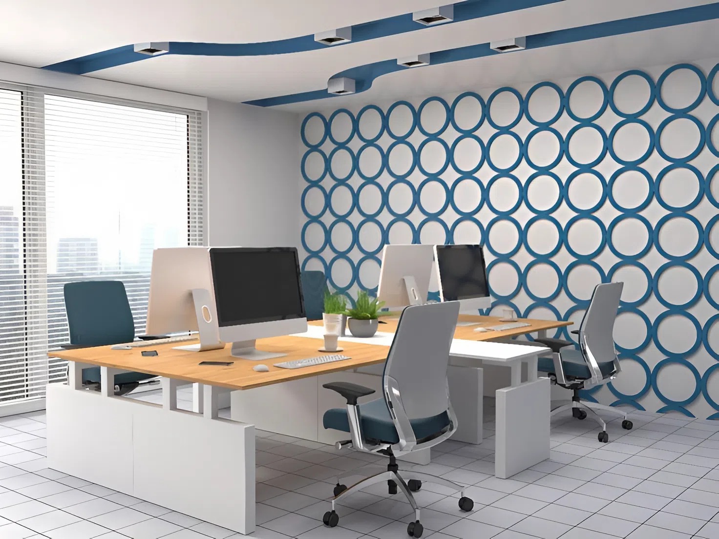 Commercial interior wallpaper installed by a professional painter in Des Moines, IA