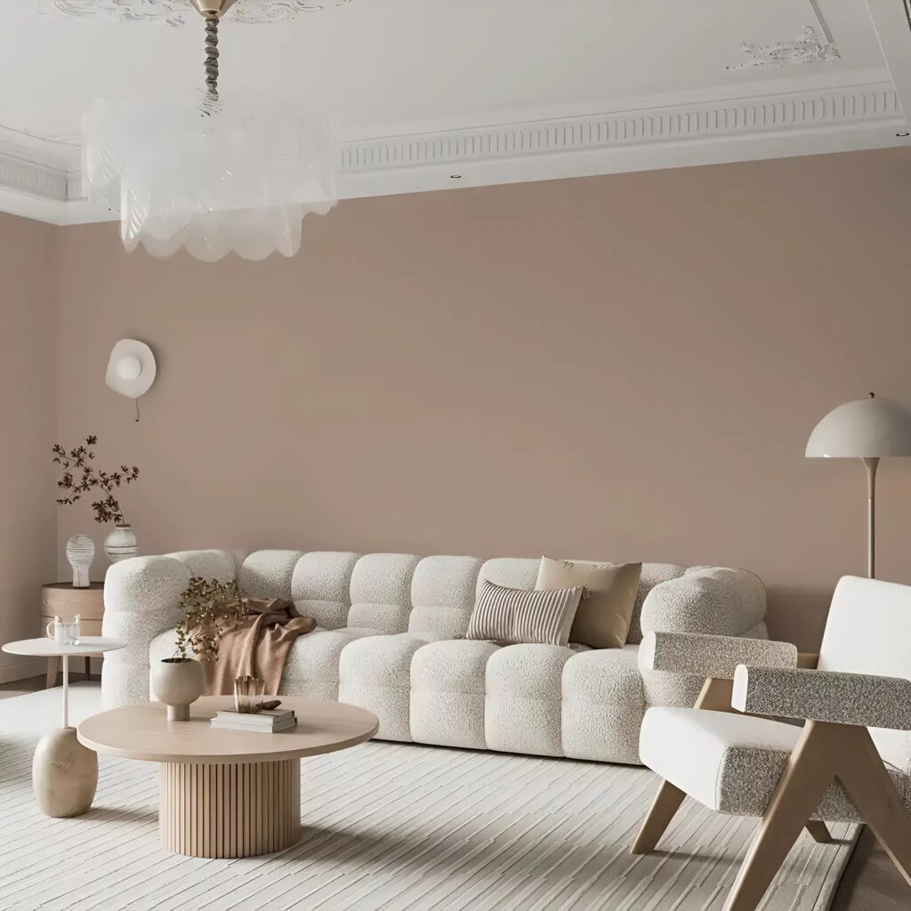 Warm neutral painted walls with crisp white ceiling and trim by a house painter in Ankeny, IA